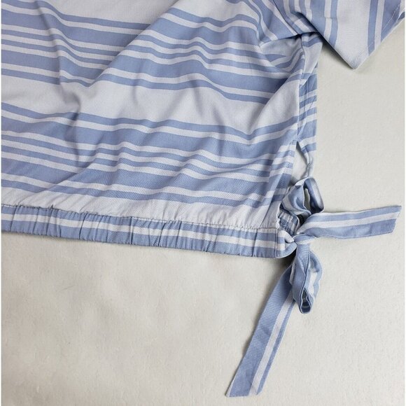 Torrid Striped Challis Crop Top Womens 6X 30 Blue Off Shoulder Short Sleeve - Picture 5 of 12